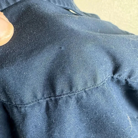 Ralph Lauren Sport Vtg Navy Embroidered Gold Crest Logo Button Up Blouse Size 4 - Picture 6 of 8